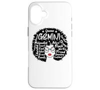 Gemini Queen Zodiac Melanin Afro Hair Words Personality Case for iPhone 16 Plus