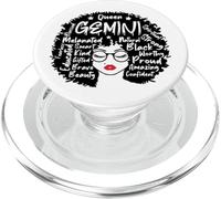Gemini Queen Zodiac Melanin Afro Hair Words Personality PopSockets PopGrip for MagSafe