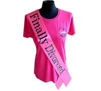 Gemini Ribbons - Pink Finally Divorced Sash - Holographic - Party - Womens - Gift - Outfit - Divorce Party