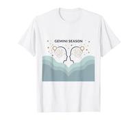 Gemini Season Celestial Zodiac Art Astrology T-Shirt, Men, White, 5XL