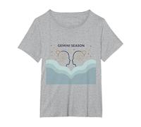 Gemini Season Celestial Zodiac Art Astrology T-Shirt, Women's Plus, Heather Grey, 2X