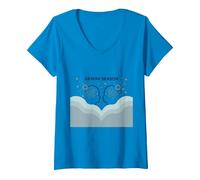 Gemini Season Celestial Zodiac Art Astrology V-Neck T-Shirt, Women, Sapphire, XXL