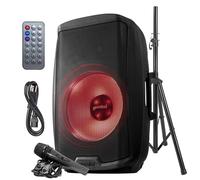Gemini Sound As-2115Bt-Lt-Pk Led Party Light Show Bluetooth 15" Inch Woofer 2000W Watts Active Pa System Dj Bluetooth Speakers With Speaker Stand, Microphone/USB Sd Card, Xlr Inputs, Tws