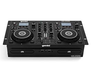 Gemini Sound Cdm-4000Bt Stand Alone Bluetooth Streaming Professional Dj Dual Deck Media Player Mixer Cd/Cdr USB Playback 2 Band EQualizer Manual Looping Sensitive Jog Wheels, Xlr Output, Anti-Shock