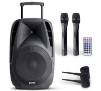 Gemini Sound Es-15Togo Wireless Portable Bluetooth Streaming Professional Dj Pa System Trolley Active Loudspeaker With Dual Mic Jacks Sd Card And USB Port With 2 Wireless Mic Bundle