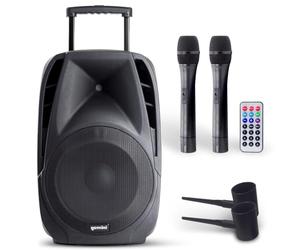 Gemini Sound Es-15Togo Wireless Portable Bluetooth Streaming Professional Dj Pa System Trolley Active Loudspeaker With Dual Mic Jacks Sd Card And USB Port With 2 Wireless Mic Bundle