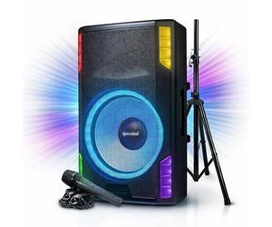 Gemini Sound GSP-L5500PK 15-inch 2200W Powered PA Speaker pack | 126dB 15" powered PA with stand, mic & LED - 3-ch mixer, 6 EQ presets - Bluetooth - wheels & handle