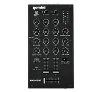 Gemini Sound MXR-01BT Professional Bluetooth 2-Channel DJ Mixer 3-Band EQ and Gain 2 Phono/Line Stereo Channels Crossfader Curve and Reverse Switches Microphone Input Headphone Output Master Outputs