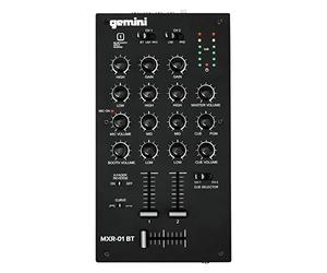 Gemini Sound MXR-01BT Professional Bluetooth 2-Channel DJ Mixer 3-Band EQ and Gain 2 Phono/Line Stereo Channels Crossfader Curve and Reverse Switches Microphone Input Headphone Output Master Outputs
