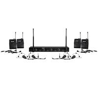 Gemini Sound UHF-04HL Professional Audio DJ Equipment Superior Single Channel Quad 4 Wireless UHF Headset Lavalier Microphones Receiver System with 150ft Operating Range
