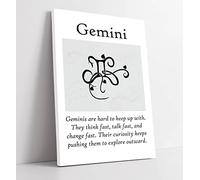 Gemini Star Sign Zodiac Astrology Quote Slogan - Canvas Wall Art Print Picture - 16 inch wide x 24 inch high (Frame Depth 30mm)