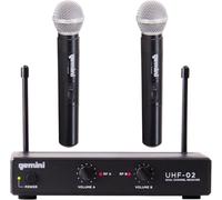 Gemini UHF Series UHF-02M-S12 Professional Audio DJ Equipment Dual Channel Wireless UHF System and High Quality Handheld Wireless Microphone with 150ft Operating Range