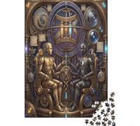 Gemini Zodiac 1000 Piece Jigsaw Puzzle,Premium Cardboard,Educational Toy,Whimsical Challenge Steampunk,Great Gifts,Home Wall Decor,Adults & Kids 14+,Stress Relief 70x50cm
