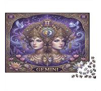 Gemini Zodiac 1000 Piece Jigsaw Puzzle,Stress Relief,Impossible Challenge,Gift Idea Dreamy,Home Wall Decor,Premium Cardboard,Educational Toy,Adults & Kids 14+ 52x38cm