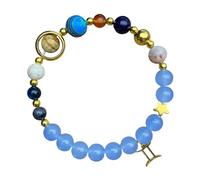 Gemini Zodiac Bracelet Natural Stone Crystal Adjustable Unisex Handmade Jewelry For Women Men Boho (White, 16cm)