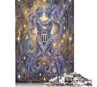 Gemini Zodiac Celestial Wooden Puzzle 1000 Pieces, Family Table Game