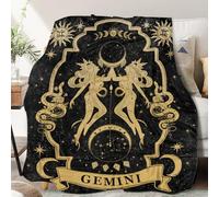 Gemini Zodiac Moon Constellation Throw Blanket, 60"X50", Soft Blanket for Women, Astrology Decor, Witchy Birthday Gifts, Gothic Style