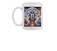 Gemini Zodiac Mug with Personality Traits, Celestial Artwork, White Ceramic Coffee Cup
