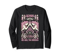 Gemini Zodiac One Gaze Two Universes Astrology Art Long Sleeve T-Shirt