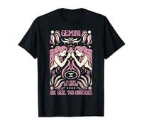 Gemini Zodiac One Gaze Two Universes Astrology Art T-Shirt