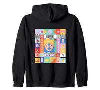 GEMINI Zodiac Sign Bauhaus Style - Modern Astrology Art Zip Hoodie