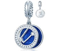 Gemini Zodiac Sign Charms for Pandora Charm Bracelets - 925 Sterling Silver Necklace Pendants, 12 Constellation/Horoscope Star Dangling Birthstone Beads, Birthday Gifts Women/Men/Girls/Boys.