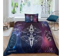 Gemini Zodiac Sign Duvet Cover Set Soft Polyester Bedding Set for Boys Girls Adults,Breathable Astrological Signs Quilt Cover ,Machine Washable,Bedroom Decor for All Seasons Single（135x200cm）