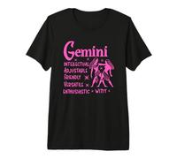 Gemini Zodiac Twins Pink Star Sign Graphic Premium T-Shirt