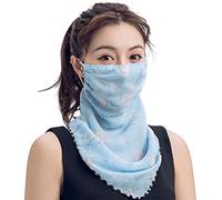 Geminimall Women Sun Protection Mask Sunshade Face Scarf Breathable Print Chiffon Neck Gaiter UV Protective Cover for Face Neck Anti-dust Cover Bandana for Outdoor Activities