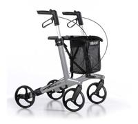 Gemino 20 Foldable 4-Wheel Rollator Walker, Lightweight 7.1kg, Fully Assembled, Adjustable Handles, Compact Fold-and-Click Design, Comfortable Seat, 150kg Capacity, Silver Mobility Aid