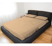 GEMITEX 100% Polyester Microfibre Double Bed Set with 2 Flat Sheets and 2 Pillowcases, Plain Colour, Made in Italy