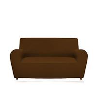GEMITEX 2 Seater Sofa Cover in Plain Fabric and Stretch, Polyester rubber, Brown, COPRIDIVANO 2 POSTI CON SCHIENALE FINO A 180 cm