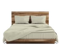 GEMITEX Bed Set Made in Italy in 100% Cotton, Plain Colour, Double Size, Cotton Line, Beige Colour, with Anti-Pilling and Hypoallergenic Treatment