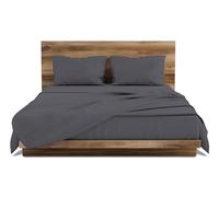 GEMITEX Bed Set Made in Italy in 100% Cotton, Plain Colour, Double Size, Cotton Line, Grey Colour, with Anti-Pilling and Hypoallergenic Treatment