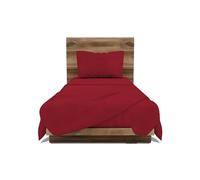 GEMITEX Bed Set Made in Italy in 100% Cotton, Plain Colour, Single, Cotton Line, Red, Anti-Pilling and Hypoallergenic Treatment