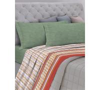 GEMITEX Complete Bed Set Made in Italy in 100% Cotton, Size 09/1004 Scottish Orange, Double Size, Cotton Line, Orange Colour, with Anti-Pilling and Hypoallergenic Treatment