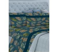 GEMITEX Cotton Bed Set, 100% Breathable Cotton Free of Harmful Substances, Certified Quality Standard 100 by OEKO-TEX Confidence in Textile, Double Bed, G22/Blue, Designed in Italy