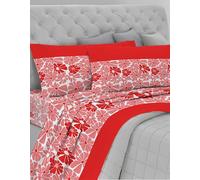 GEMITEX Cotton Bed Set, 100% Breathable Cotton Free of Harmful Substances, Certified Quality Standard 100 by OEKO-TEX Confidence in Textile, Double Bed, G25/Coral, Designed in Italy
