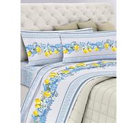 GEMITEX Cotton Bed Set, 100% Breathable Cotton Free of Harmful Substances, Certified Quality Standard 100 by OEKO-TEX Confidence in Textile, Double Bed, G23/Sky Blue, Designed in Italy
