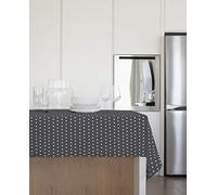 GEMITEX Fleece Tablecloth Plus 140 x 240 cm Waxed PVC Polka Dot Decoration Grey Made in Italy