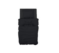 GEMITEX Single Bed Sheet Set, 100% Cotton, Black, Solid Colour, Anti-pilling and Hypoallergenic, Made in Italy Design, Includes Top Sheet 150 x 280 cm, Fitted Sheet 90 x 190 cm, 1 Pillowcase 50 x 80