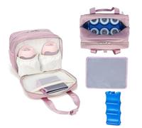 GEMIU Breastmilk Cooler Bag with Ice Pack,Fits 6 Baby Bottles Up to 9 Ounce Breast Milk Cooler Travel Bag Compatible with Wearable Breast Pumps & Accessories for Nursing Mom Daycare Pink