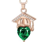 GemJelry 2025 Class Bachelor Cap Graduation Necklace for Graduation, College, High School, Graduation, Jewelry, Birthday Gifts with Box, 18"+2", Silver Bronze Gold, Zircon