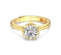 GemKing DY121537-S-G-WH Ring / Material: Silver Plated: Gold Note: Weight: 2.43g, CZ: 5A, Main Stone: 6.5mm, 18K E-Coated