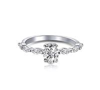 GemKing MM120021-S-D-BF-10 Top End Collection Rhodium Plated 925 Sterling Silver Diamond Sparkling Square Big Blue Flower Eternity 5A Zirconia Ring, 9, Sterling Silver, No Gemstone