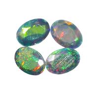 Gemkora 4pcs Black Opal Brilliant Cut Gemstone Crystals, Wholesale Bulk Lot, Wire Wrapping, Natural Stones, Jewelry Making Supplies, DIY, Décor, Gem Collection 6x4mm, Oval