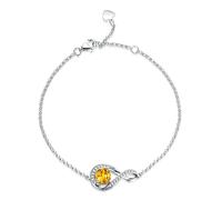 GEMLANTO 925 Sterling Silver Bracelet Infinity Created Citrine November Birthstone Link Bracelets for Women Dainty Birthday Anniversary Jewellery Gifts for Her Mum, Adjustable Chain 17+1.5+1.5CM