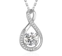 GEMLANTO 925 Sterling Silver Cubic Zirconia Necklace Infinity Simulated Diamond April Birthstone Necklaces for Women Birthday Anniversary Valentine's Day Wedding Jewellery Gifts for Her Mum