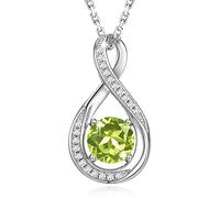 GEMLANTO 925 Sterling Silver Necklace Infinity Created Peridot August Birthstone Necklaces for Women Birthday Anniversary Valentines Day Jewellery Gifts for Her Mum