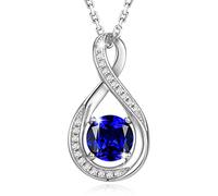 GEMLANTO 925 Sterling Silver Necklace Infinity Created Sapphire September Birthstone Necklaces for Women Birthday Anniversary Jewellery Gifts for Women Girls Mum